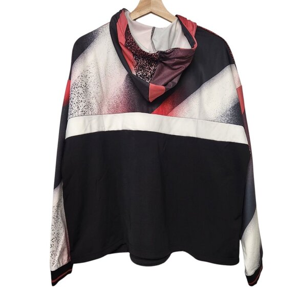 Ulla Popken Sz 16/18 Hoodie Partial Zipper Graphic Pattern Black Red White NWOT - Picture 2 of 5